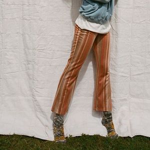 urban outfitters cara high-wasited stripe kick flare pant